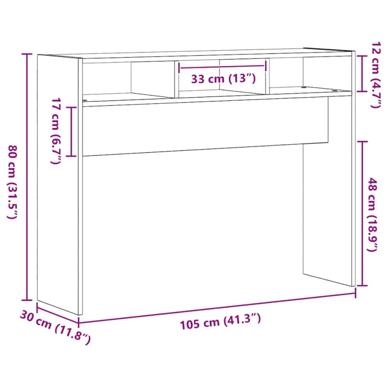 Konsolinis stalas juoda ąžuolo 105 x 30 x 80 cm