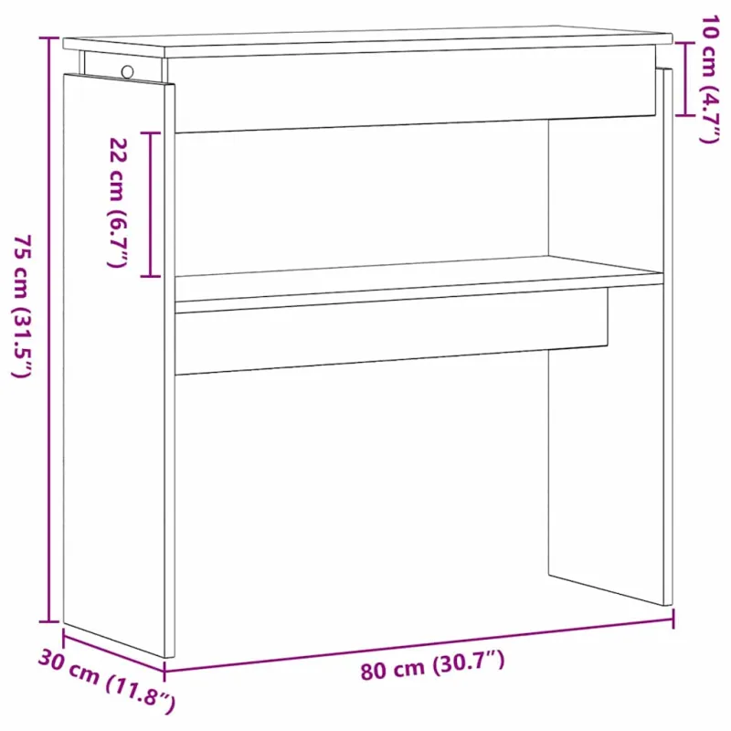 Konsolinis stalas Juodas ąžuolas 80 x 30 x 80 cm