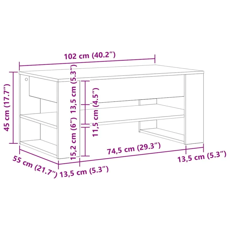 Kavos staliukas Senovinis medis 102 x 55 x 45 cm