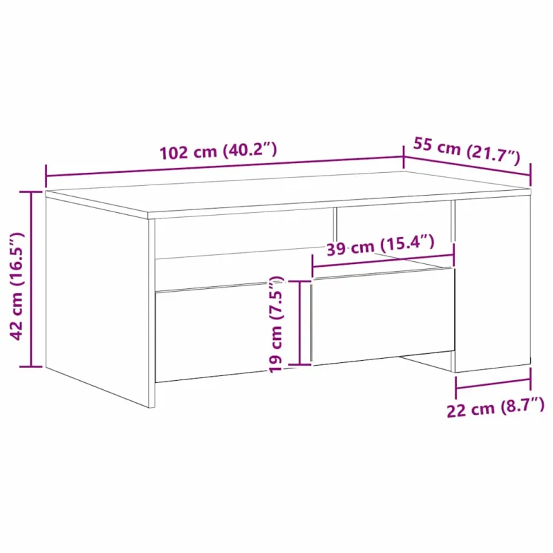Kavos staliukas su stalčių Senovinis medis 102 x 55 x 43,5 cm