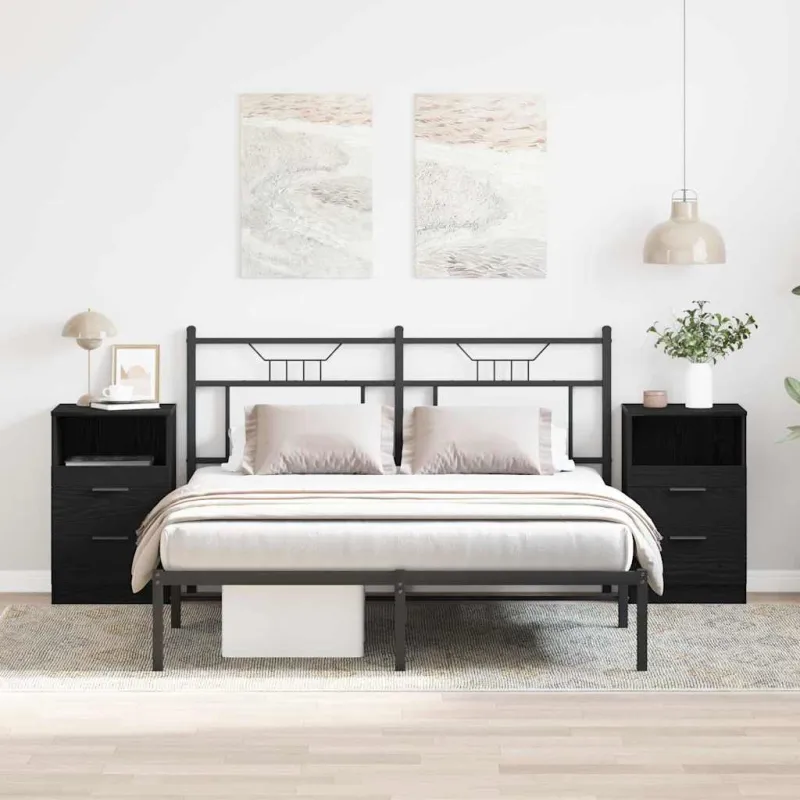 Šalia lovos spintelė 2 pcs Juodas ąžuolas 40 x 35 x 65 cm