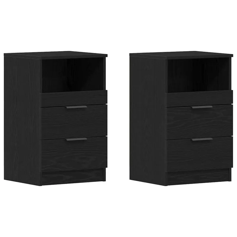 Šalia lovos spintelė 2 pcs Juodas ąžuolas 40 x 35 x 65 cm