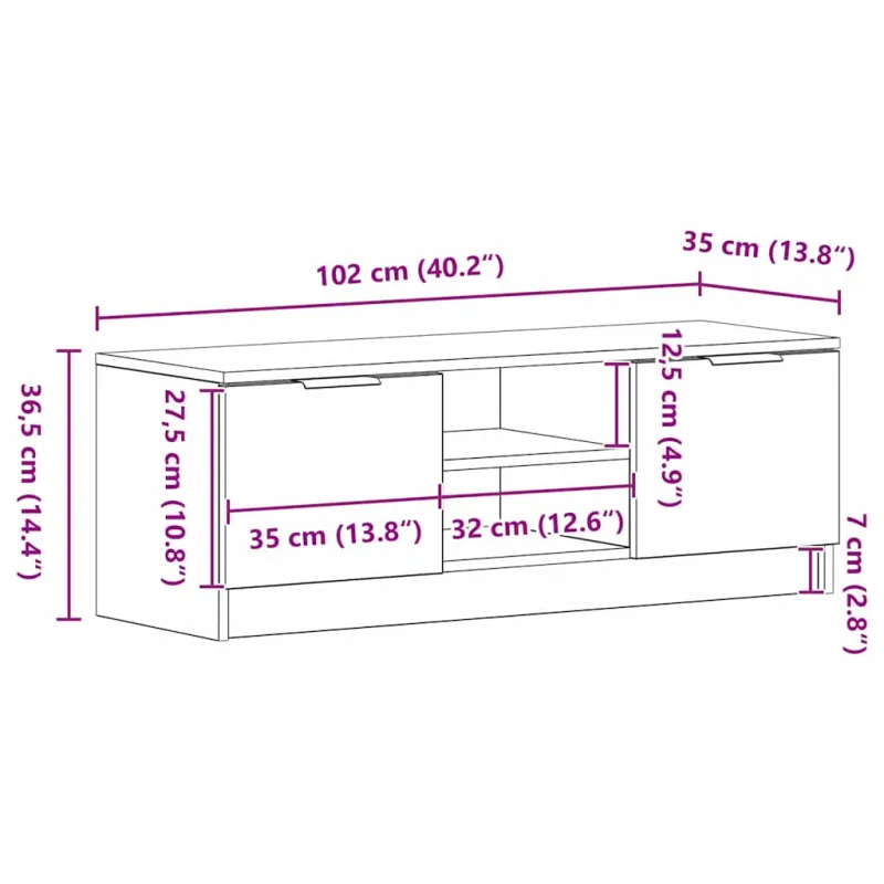 Televizoriaus spintelė Juodas ąžuolas 102 x 32 x 35.5 cm