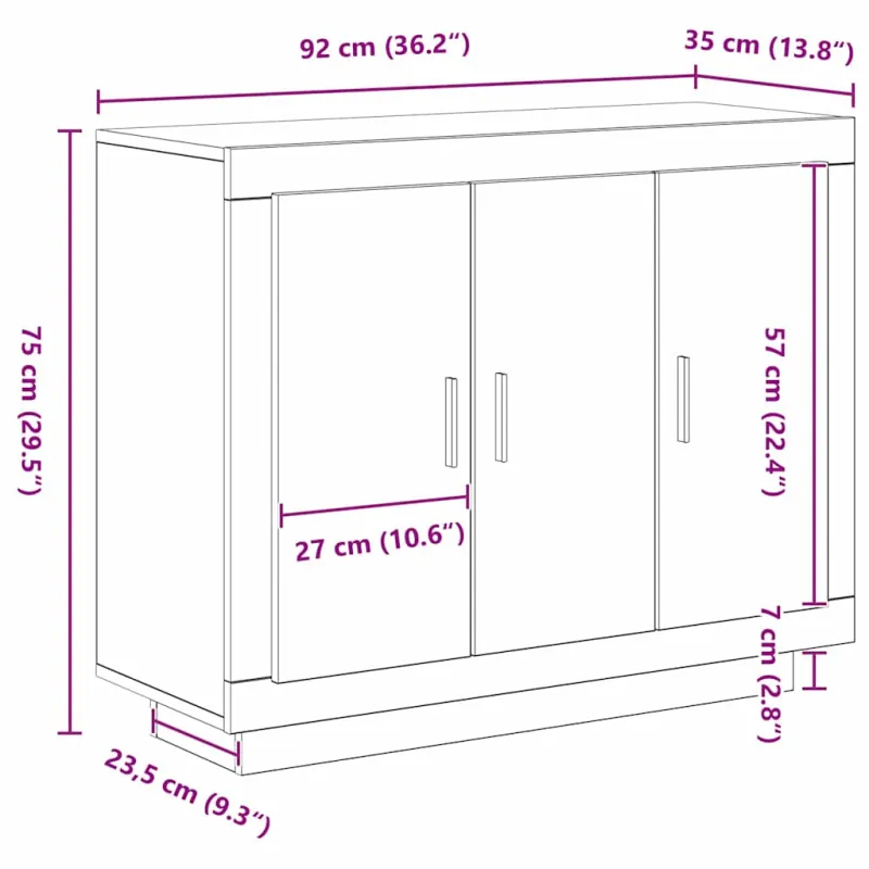 Kabalas Juodas ąžuolas 92 x 35 x 75 cm Apdirbta mediena