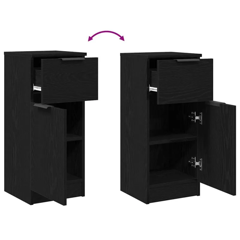 Kabalas 2 pcs Juodas ąžuolas 30 x 30 x 70 cm Apdirbta mediena