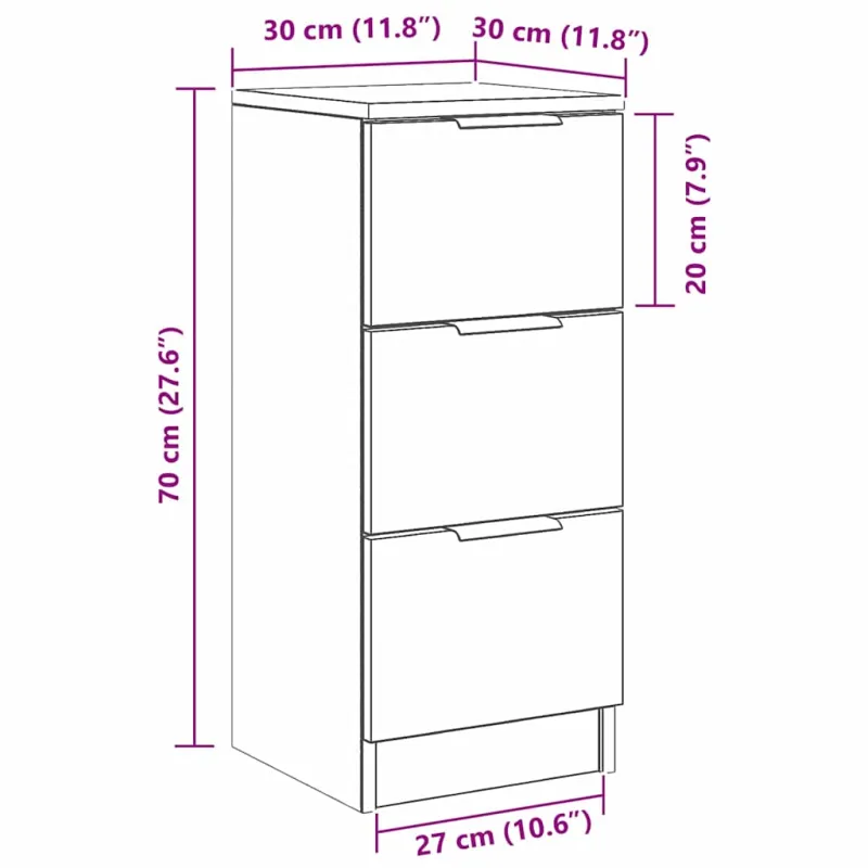 Kabalas 2 pcs Juodas ąžuolas 30 x 30 x 70 cm Apdirbta mediena