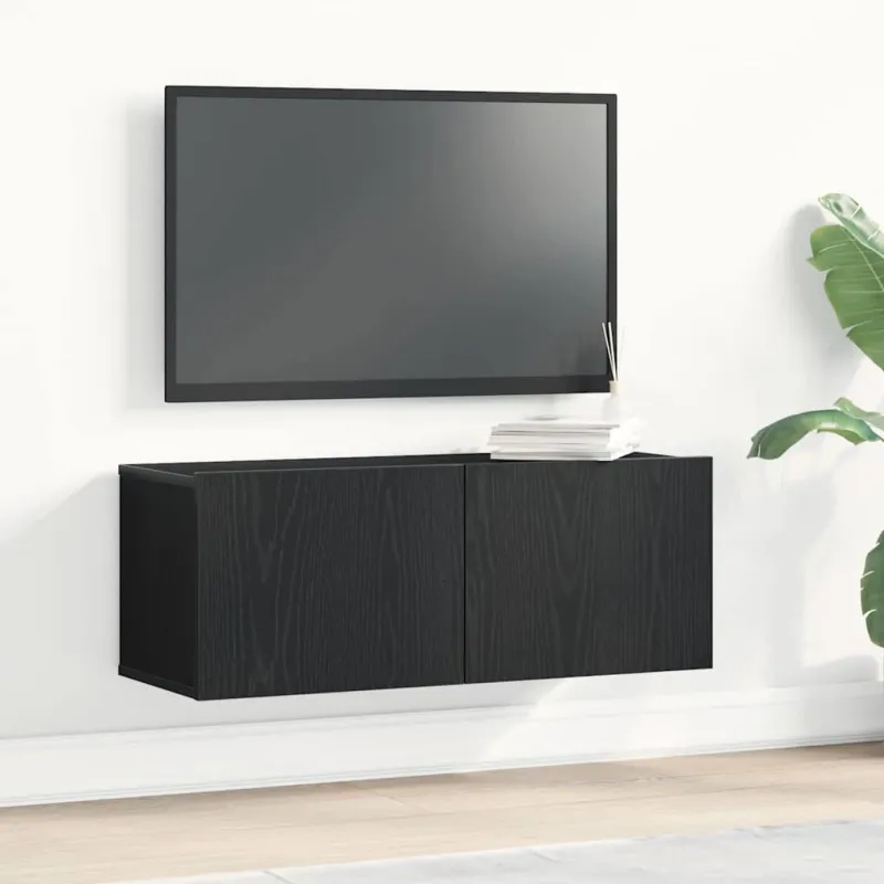 Televizoriaus spintelė 2 pcs Juodas ąžuolas 80 x 30 x 30 cm