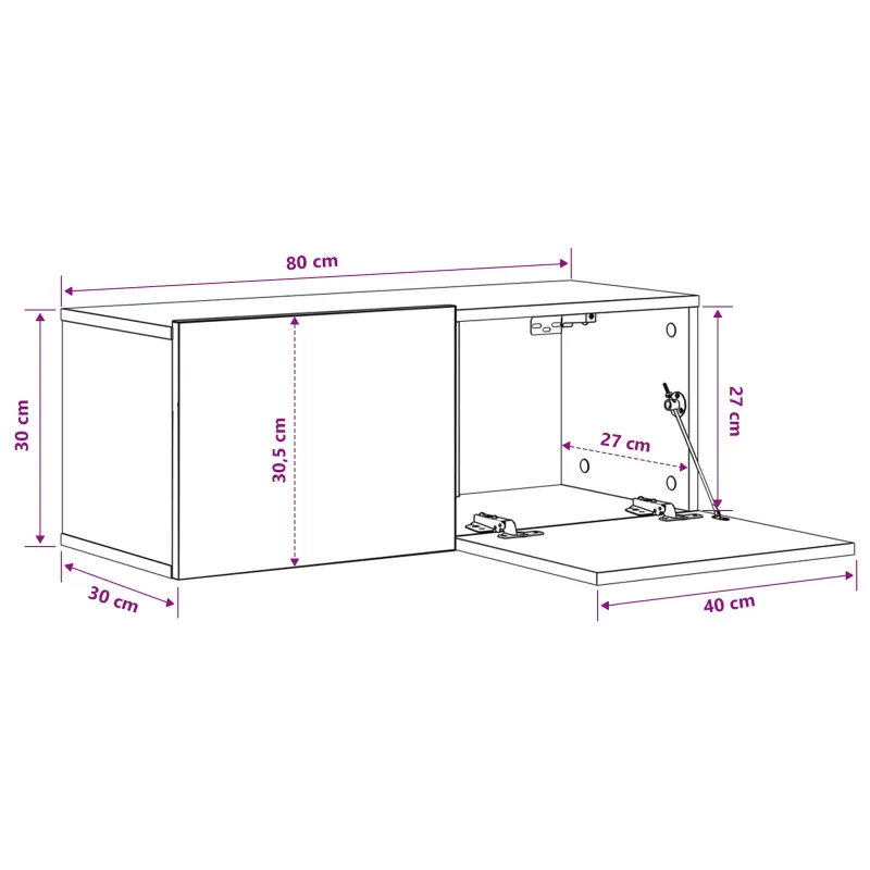 Televizoriaus spintelė 2 pcs Juodas ąžuolas 80 x 30 x 30 cm