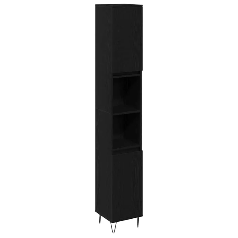 Vonios spintelė su lentyna Juodas ąžuolas 30 x 30 x 190 cm