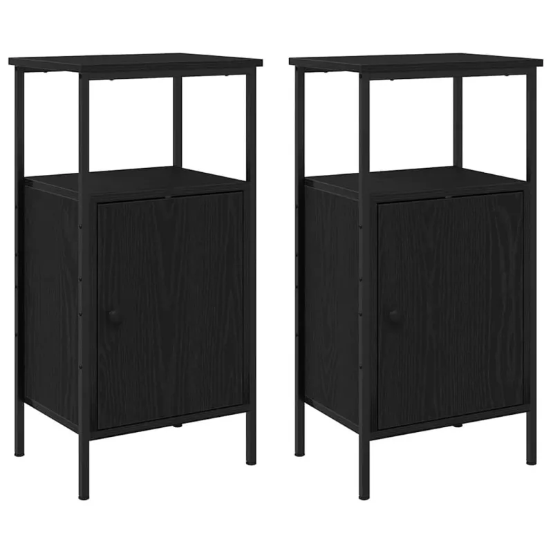 Šalia lovos spintelė 2 pcs Juodas ąžuolas 41 x 31 x 80 cm