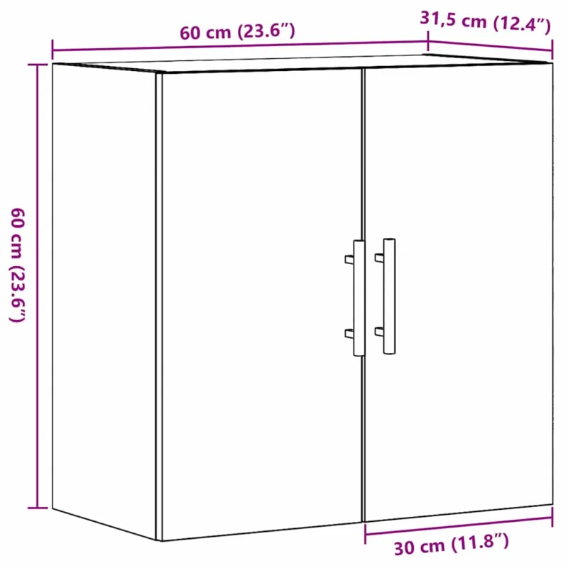 Sieninė spintelė Juodas ąžuolas 60 x 31,5 x 60 cm