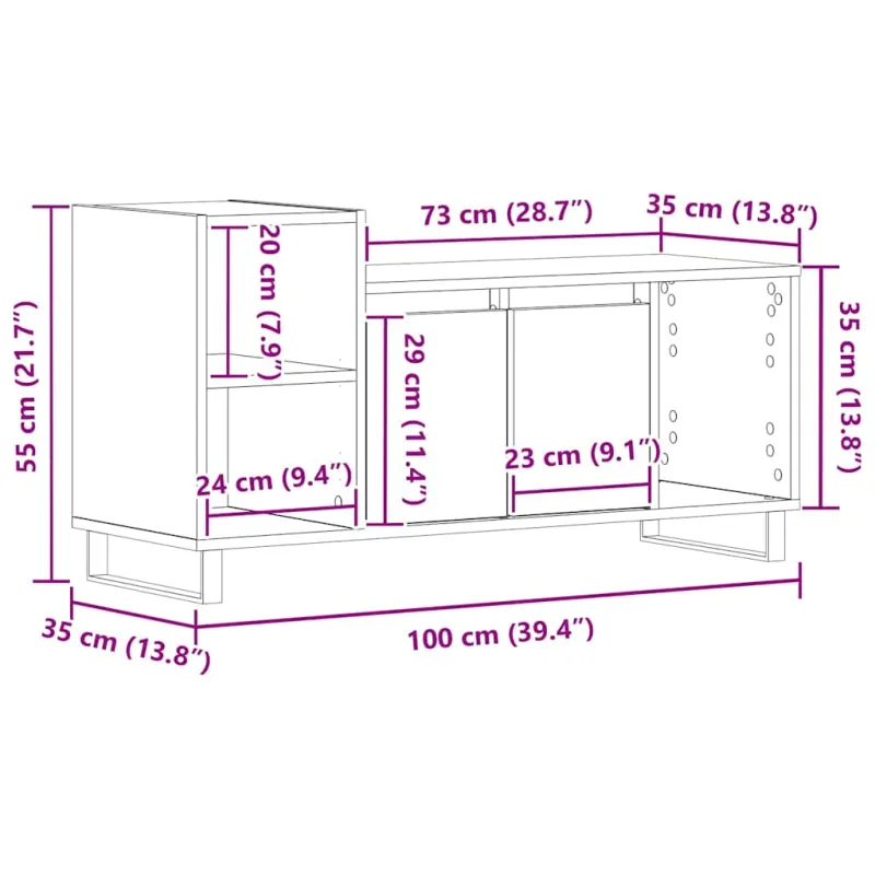 TV spintelių komplektas Juodas ąžuolas 100 x 35 x 55 cm