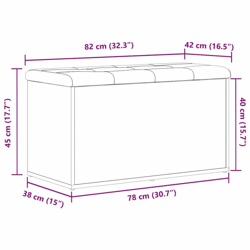 Laikymo suolas Juodas ąžuolas 82 x 42 x 45 cm Apdirbta mediena