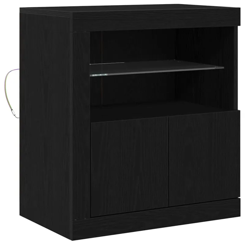 LED Bufetas Juoda 60,5 x 37 x 67 cm Apdirbta mediena