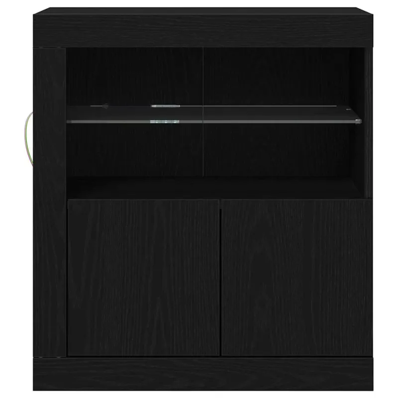 LED Bufetas Juoda 60,5 x 37 x 67 cm Apdirbta mediena