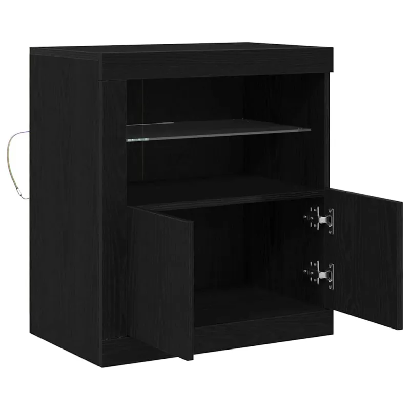 LED Bufetas Juoda 60,5 x 37 x 67 cm Apdirbta mediena