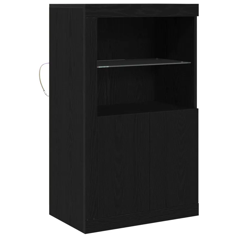 LED Bufetas Juodas ąžuolas 60,5 x 37 x 100 cm Apdirbta mediena