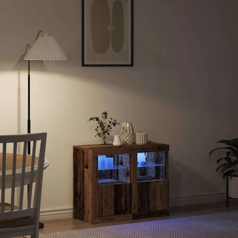 LED Bufetas 2 pcs Senas medis 41 x 37 x 67 cm Apdirbta mediena