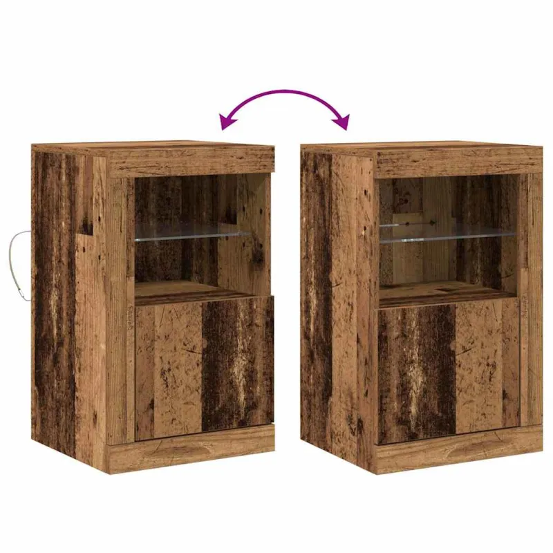 LED Bufetas 2 pcs Senas medis 41 x 37 x 67 cm Apdirbta mediena