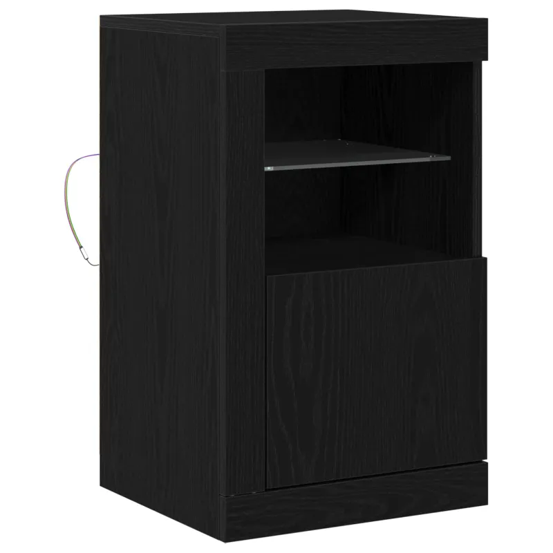 LED Bufetas Juodas ąžuolas 41 x 37 x 67 cm Apdirbta mediena