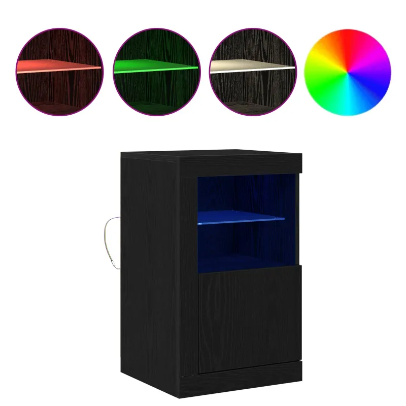 LED Bufetas Juodas ąžuolas 41 x 37 x 67 cm Apdirbta mediena