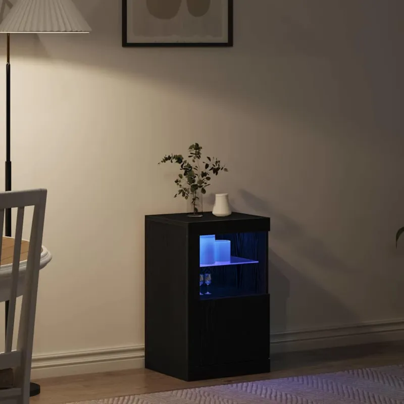 LED Bufetas Juodas ąžuolas 41 x 37 x 67 cm Apdirbta mediena