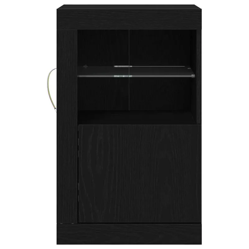 LED Bufetas Juodas ąžuolas 41 x 37 x 67 cm Apdirbta mediena
