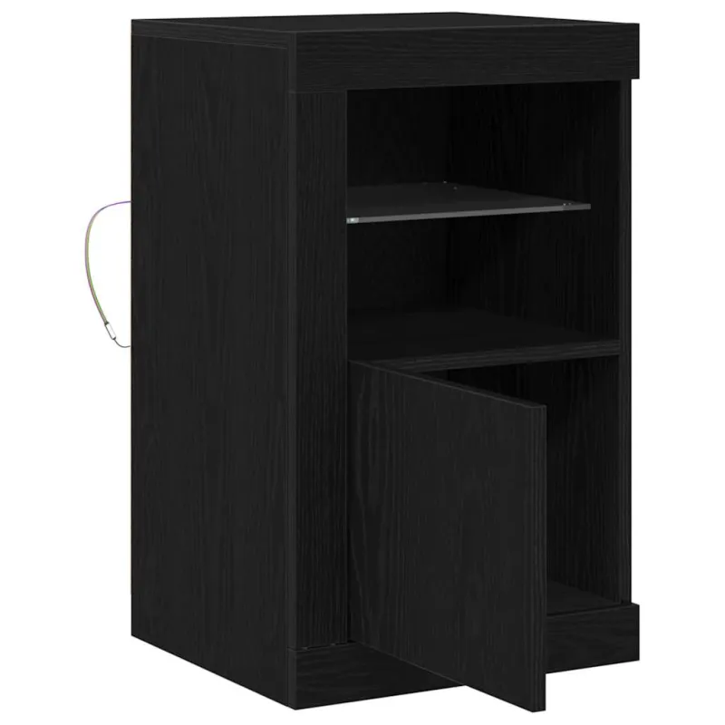 LED Bufetas Juodas ąžuolas 41 x 37 x 67 cm Apdirbta mediena