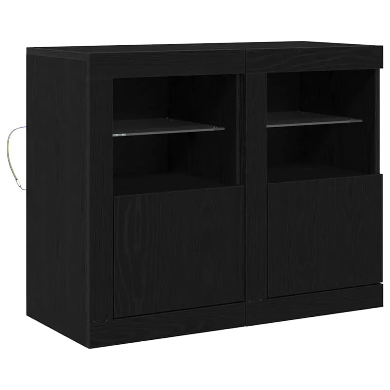 LED Bufetas 2 pcs Juodas ąžuolas 41 x 37 x 67 cm