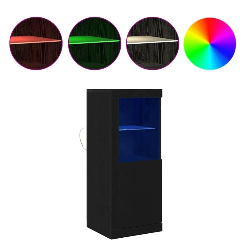LED Bufetas Juoda 41 x 37 x 100 cm Apdirbta mediena