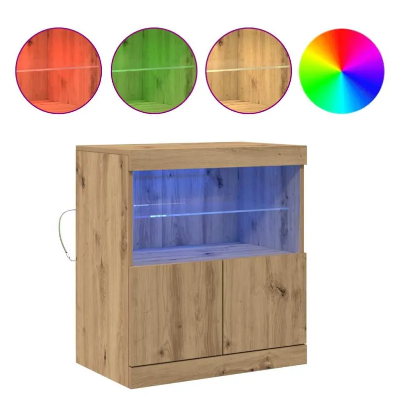 LED Bufetas Ruda 60,5 x 37 x 67 cm Apdirbta mediena