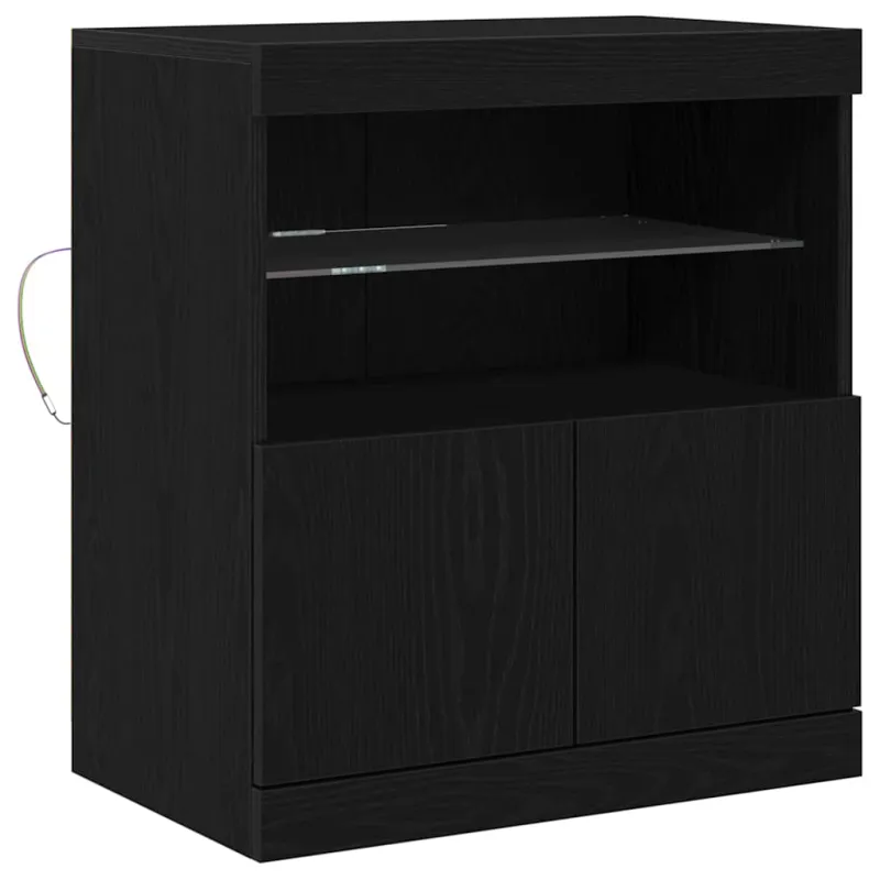 LED Bufetas Juoda 60,5 x 37 x 67 cm Apdirbta mediena