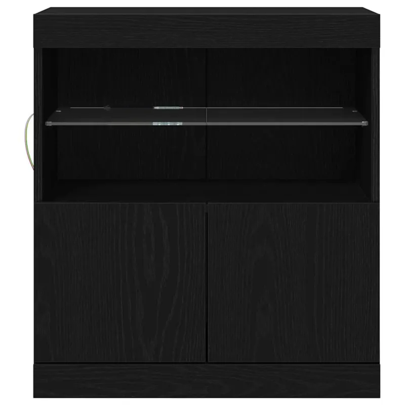 LED Bufetas Juoda 60,5 x 37 x 67 cm Apdirbta mediena