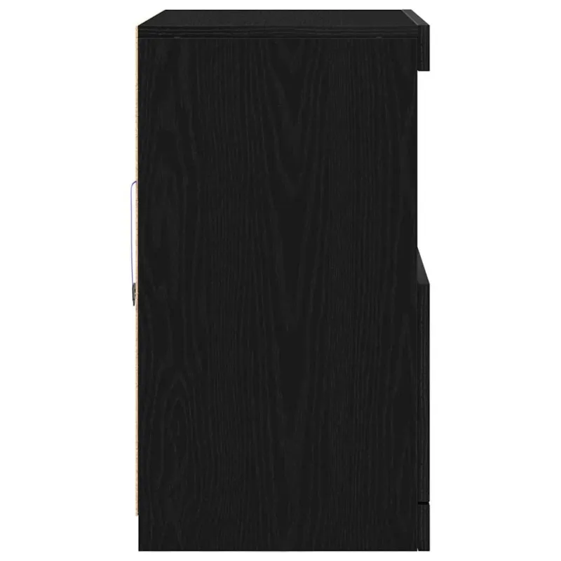 LED Bufetas Juoda 60,5 x 37 x 67 cm Apdirbta mediena