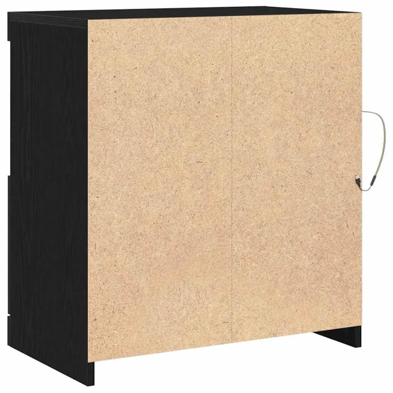 LED Bufetas Juoda 60,5 x 37 x 67 cm Apdirbta mediena
