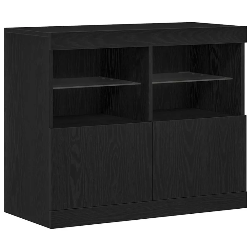 LED Bufetas Juoda 81 x 37 x 66,5 cm Apdirbta mediena