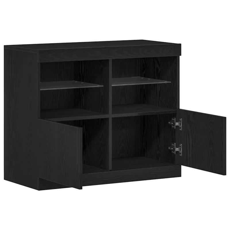 LED Bufetas Juoda 81 x 37 x 66,5 cm Apdirbta mediena