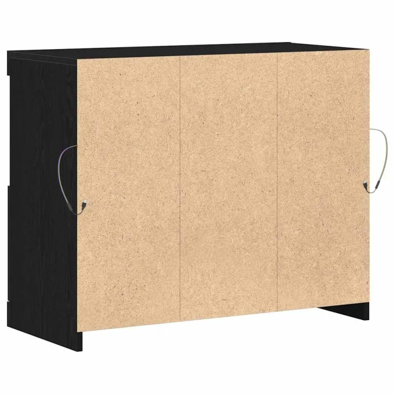 LED Bufetas Juoda 81 x 37 x 66,5 cm Apdirbta mediena