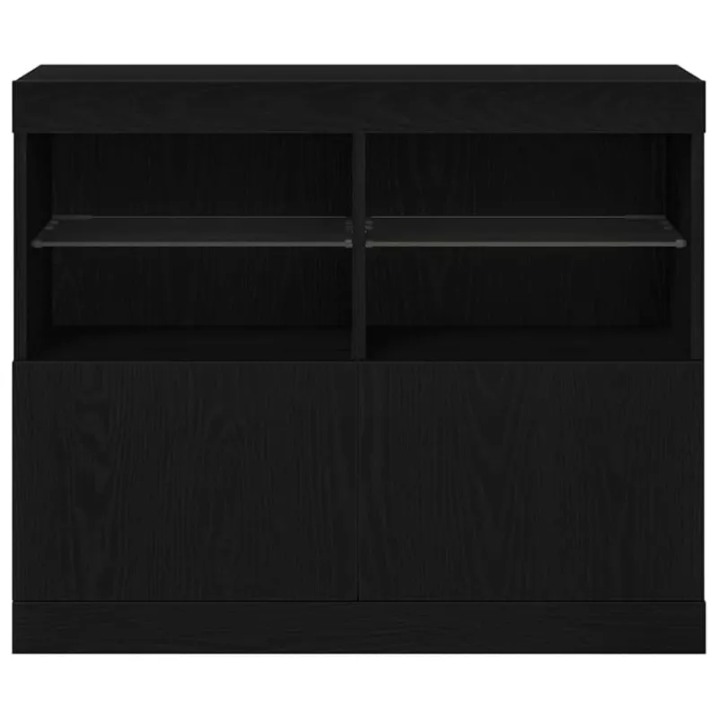 LED Bufetas Juoda 81 x 37 x 66,5 cm Apdirbta mediena