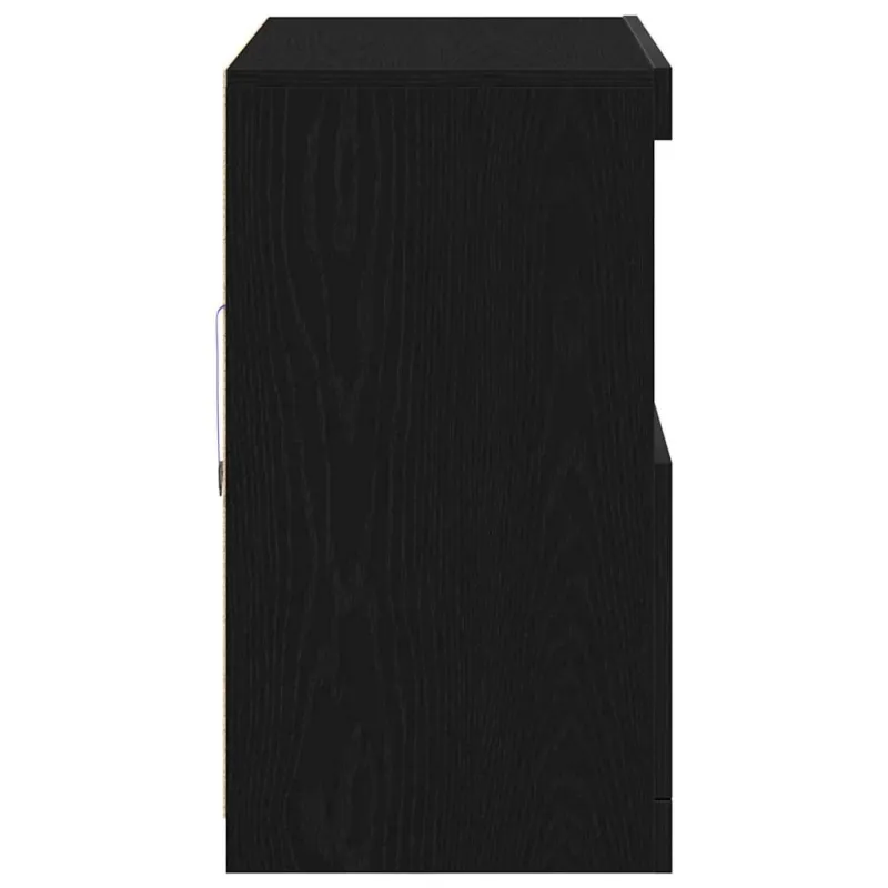 LED Bufetas Juoda 81 x 37 x 66,5 cm Apdirbta mediena