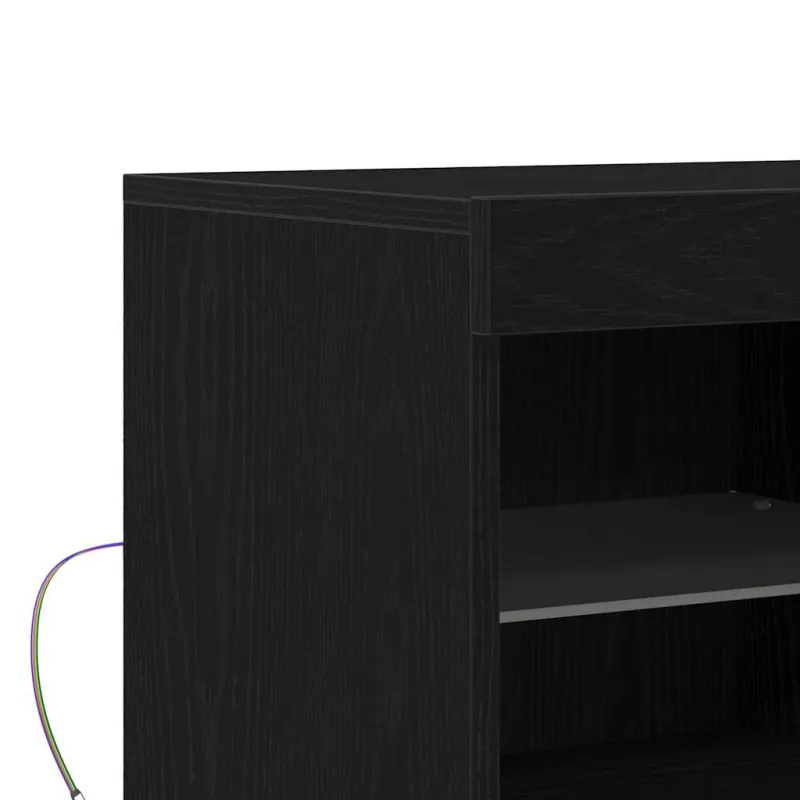 LED Bufetas Juoda 81 x 37 x 66,5 cm Apdirbta mediena