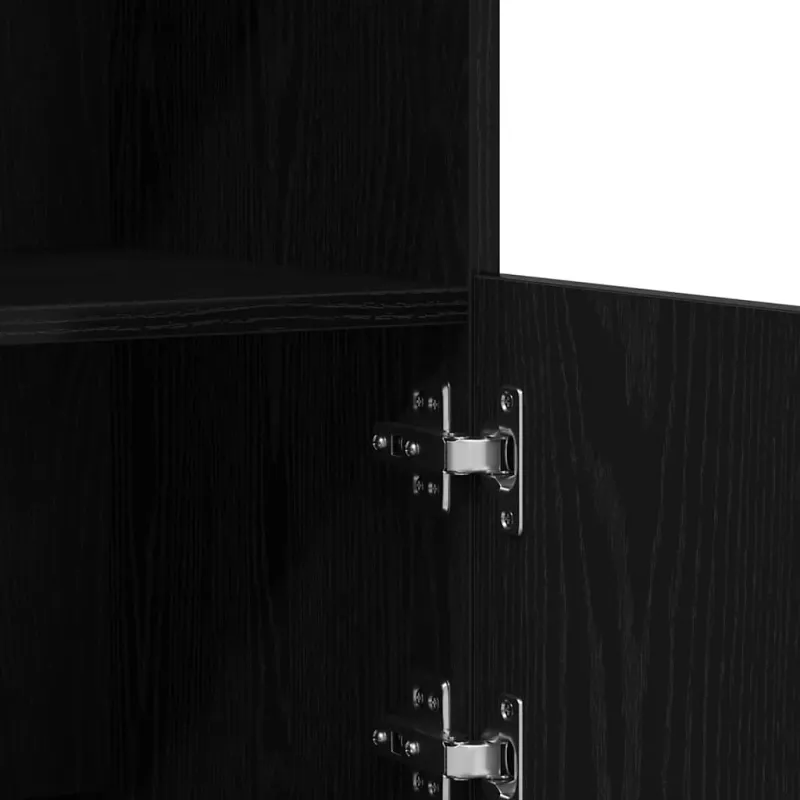 LED Bufetas Juoda 81 x 37 x 66,5 cm Apdirbta mediena