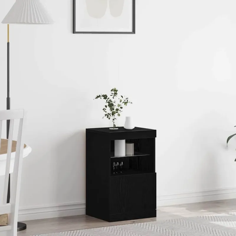 LED Bufetas Juodas ąžuolas 41 x 37 x 67 cm Apdirbta mediena