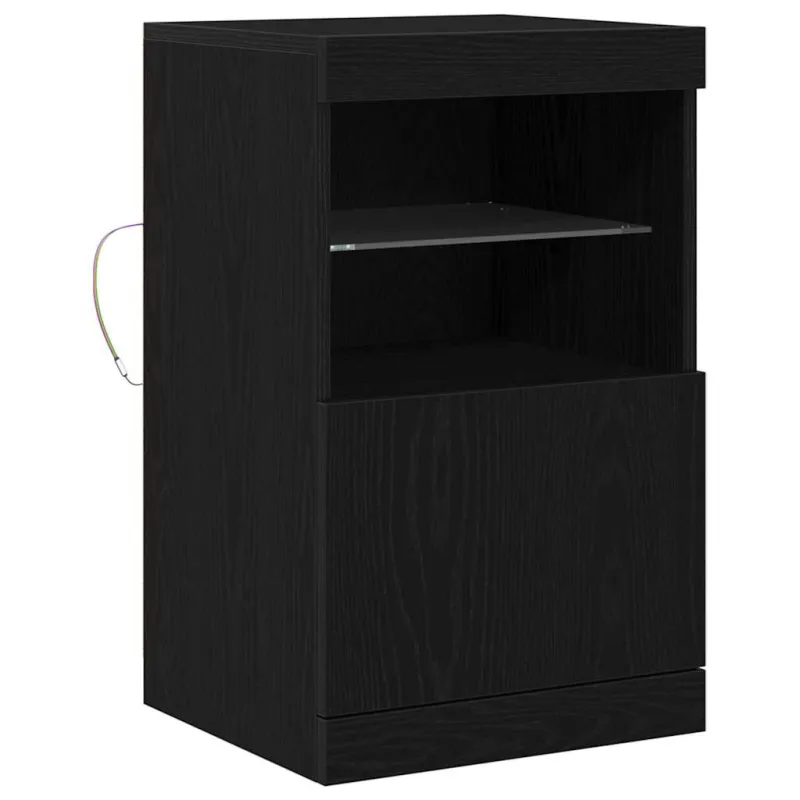 LED Bufetas Juodas ąžuolas 41 x 37 x 67 cm Apdirbta mediena