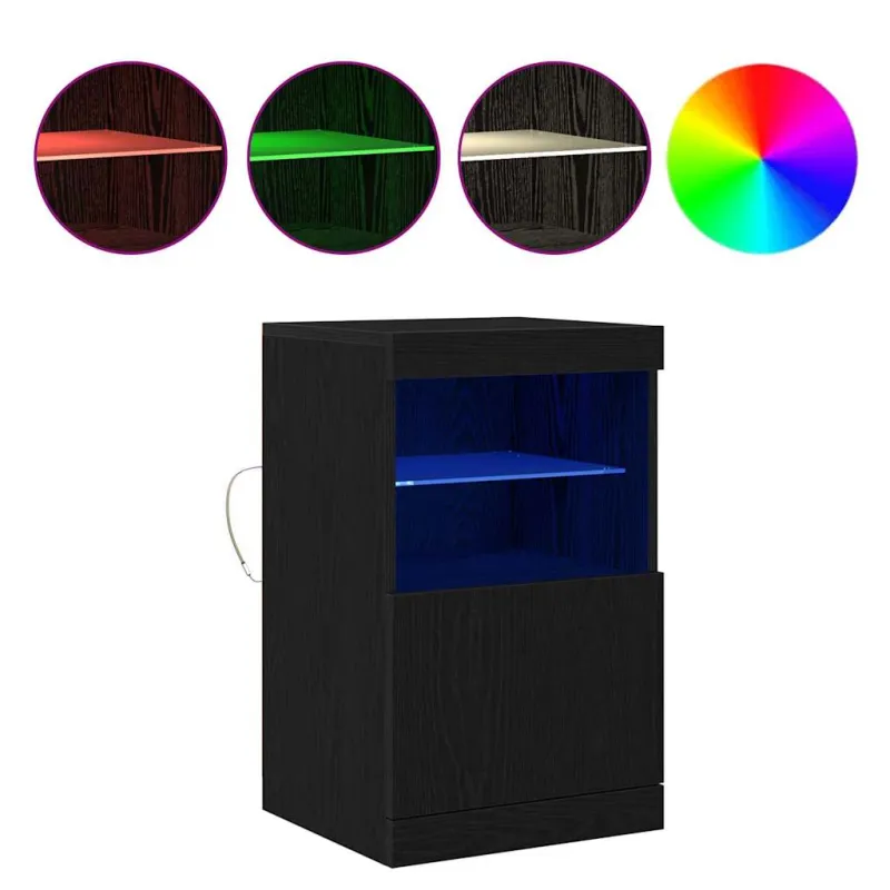 LED Bufetas Juodas ąžuolas 41 x 37 x 67 cm Apdirbta mediena