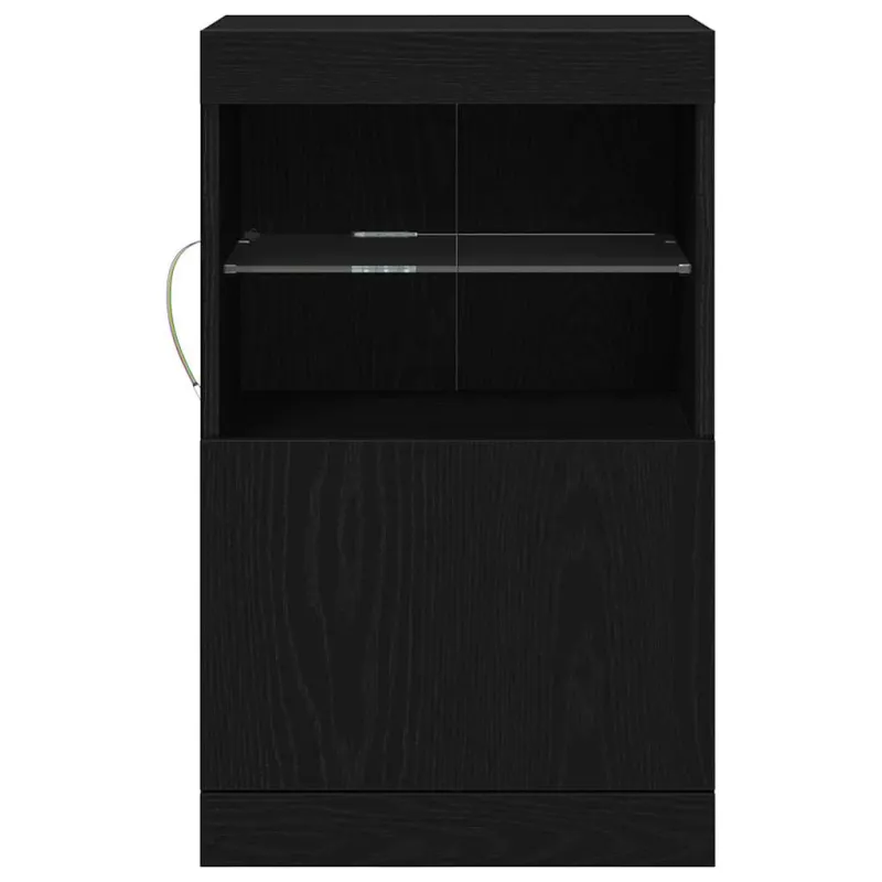 LED Bufetas Juodas ąžuolas 41 x 37 x 67 cm Apdirbta mediena
