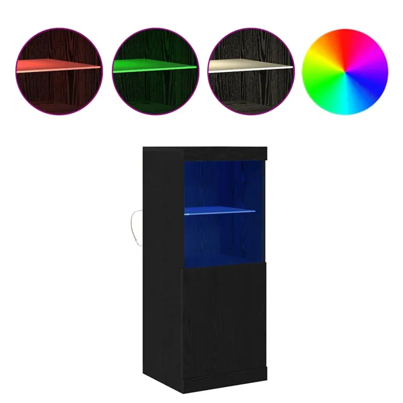 LED Bufetas Juodas ąžuolas 41 x 37 x 100 cm Apdirbta mediena
