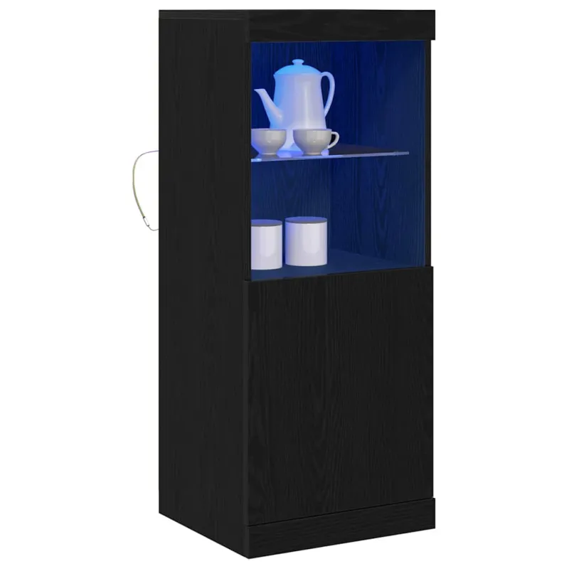LED Bufetas Juodas ąžuolas 41 x 37 x 100 cm Apdirbta mediena