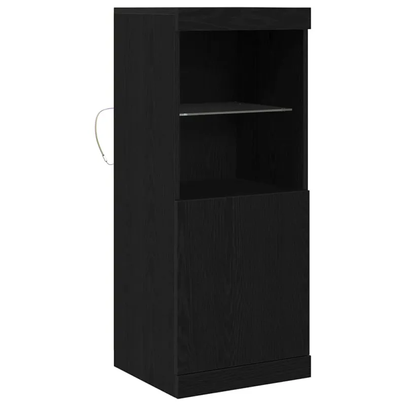 LED Bufetas Juodas ąžuolas 41 x 37 x 100 cm Apdirbta mediena
