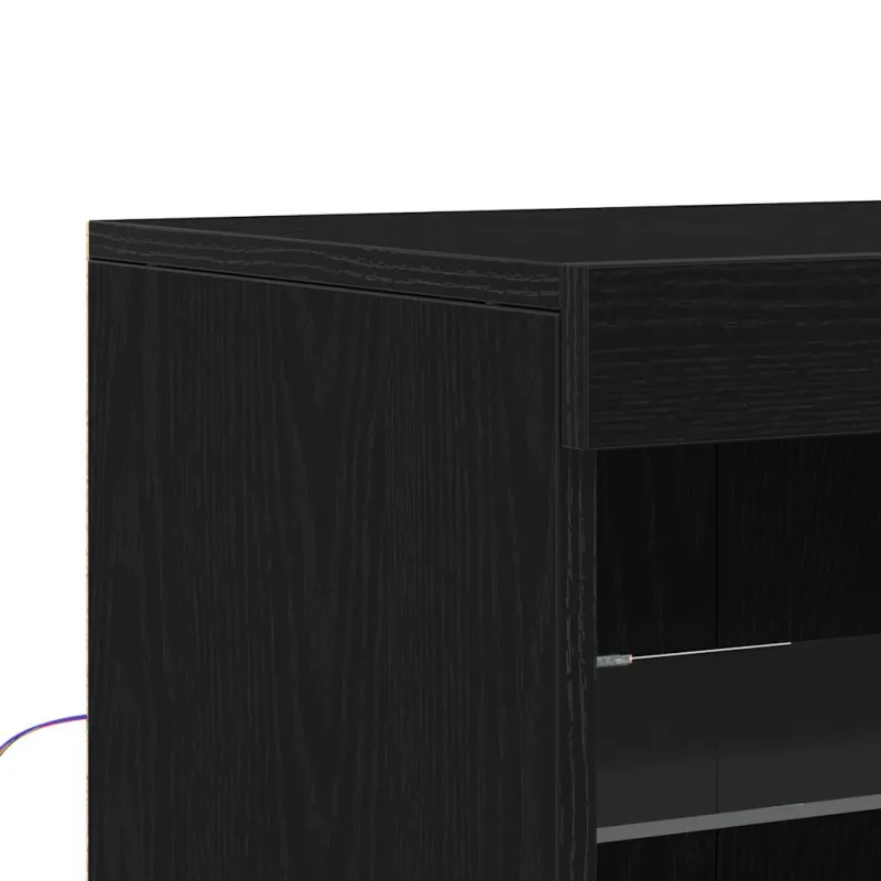 LED Bufetas Juodas ąžuolas 41 x 37 x 100 cm Apdirbta mediena